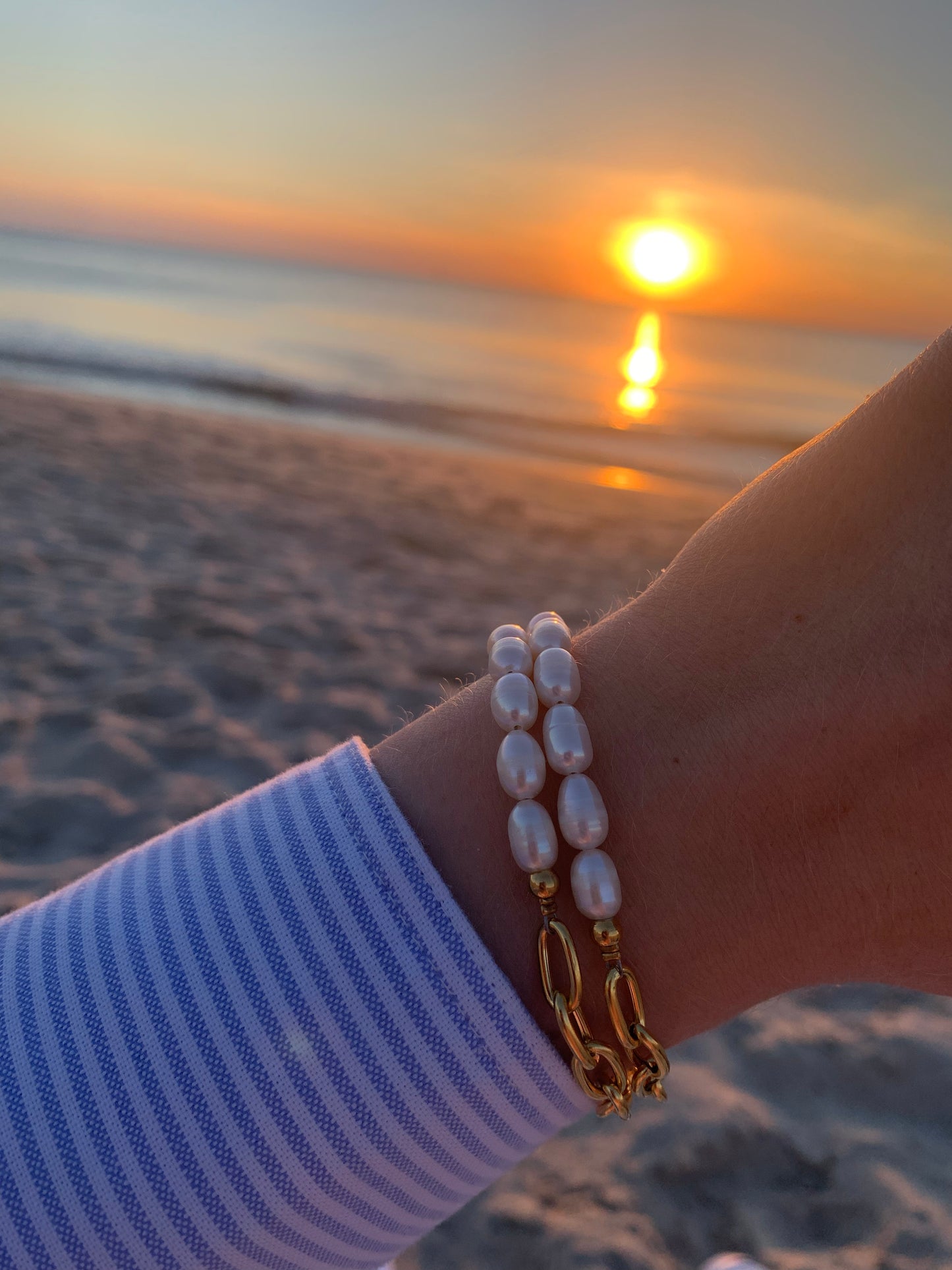MINA Perlenarmband - Gold